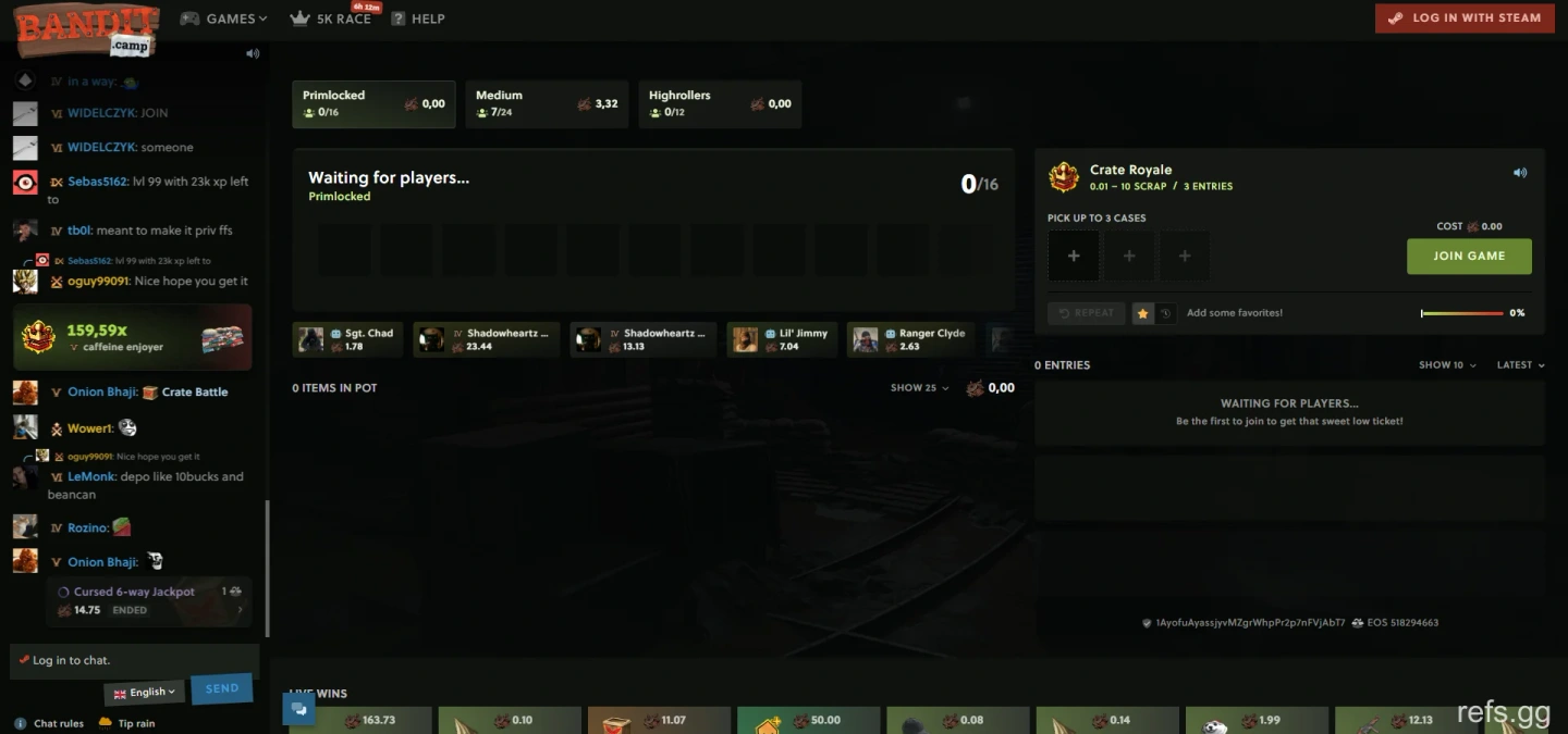 BanditCamp Crate Royale screen on September 4, 2026