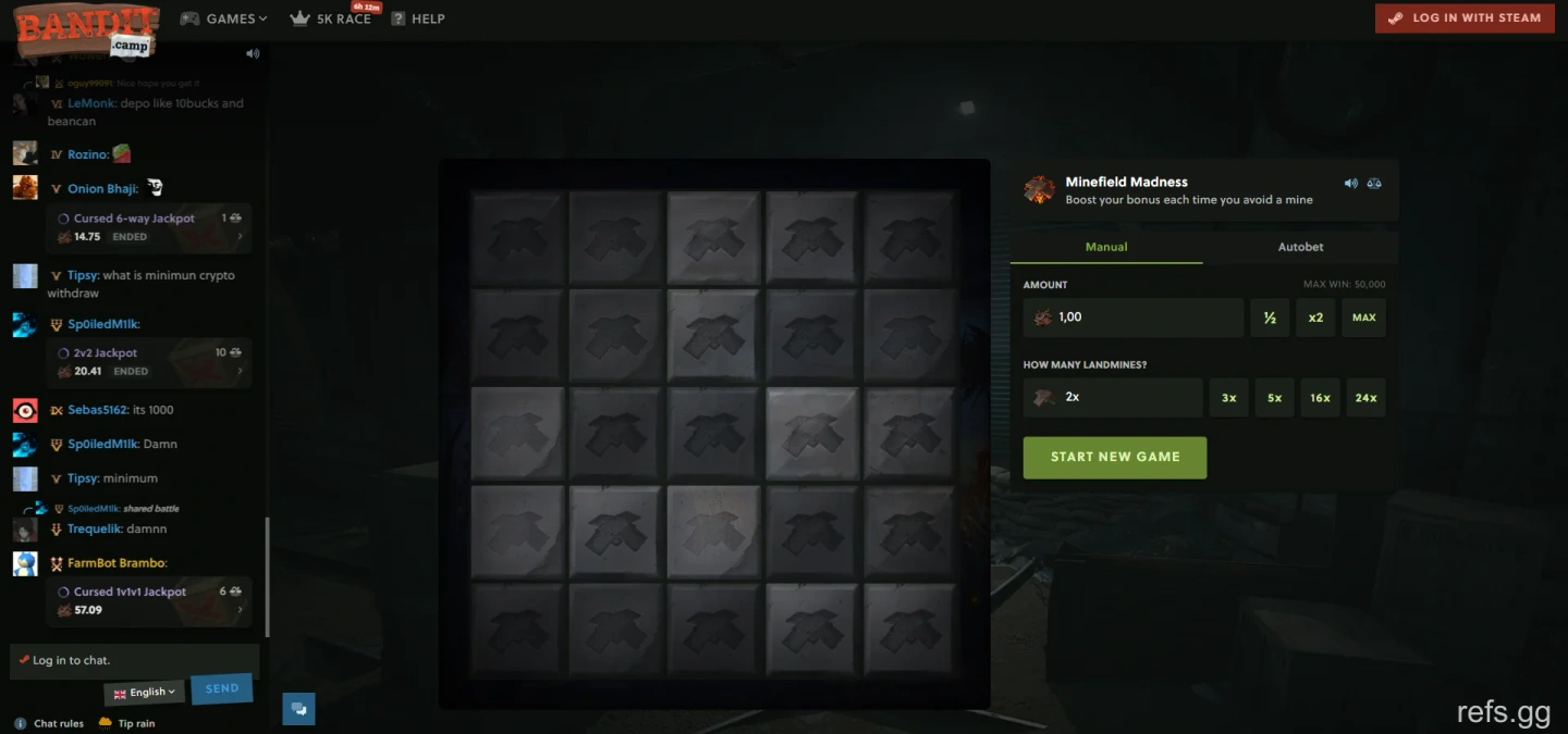 BanditCamp Minefield Madness screen on September 4, 2026