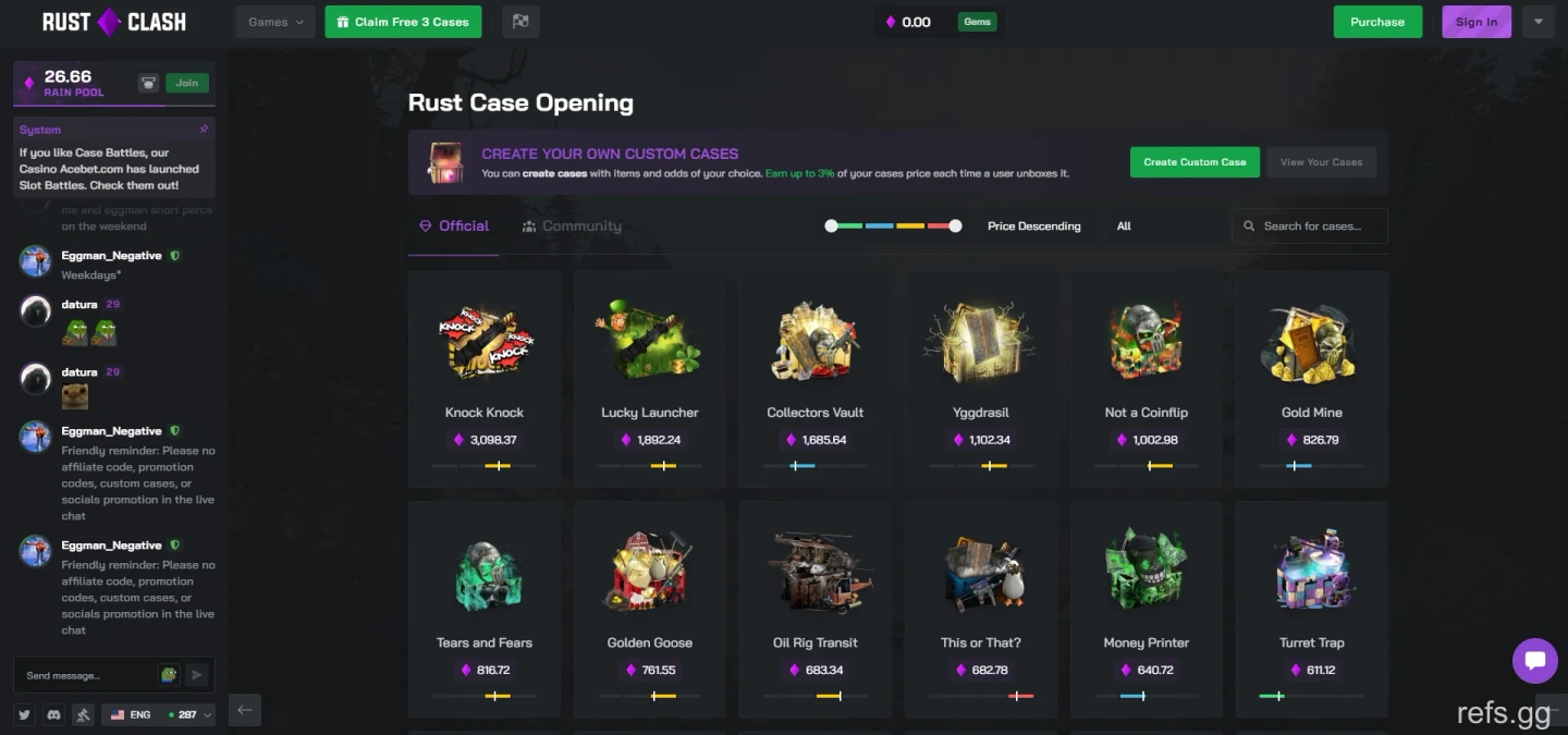 RustClash Case Opening screen on September 4, 2026