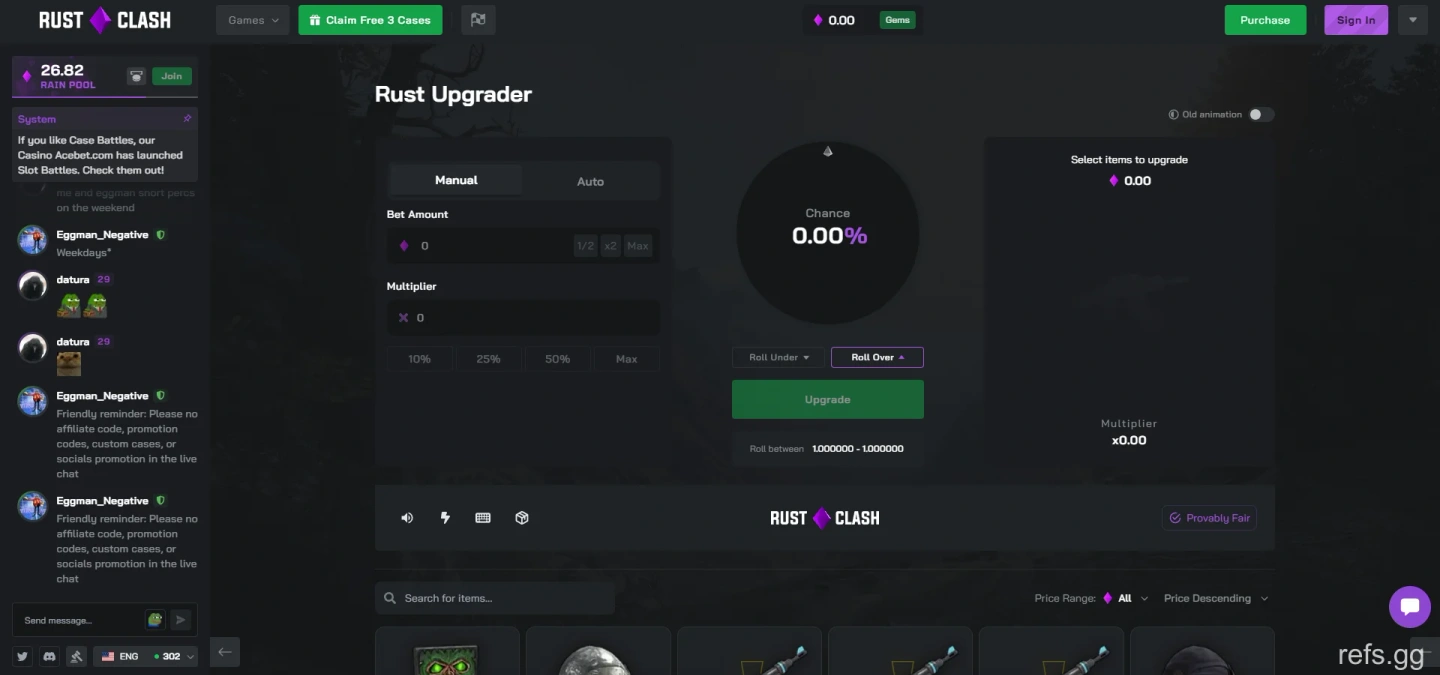 RustClash Upgrader screen on September 4, 2026