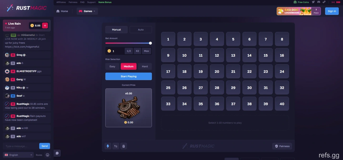 RustMagic Keno screen on September 4, 2026