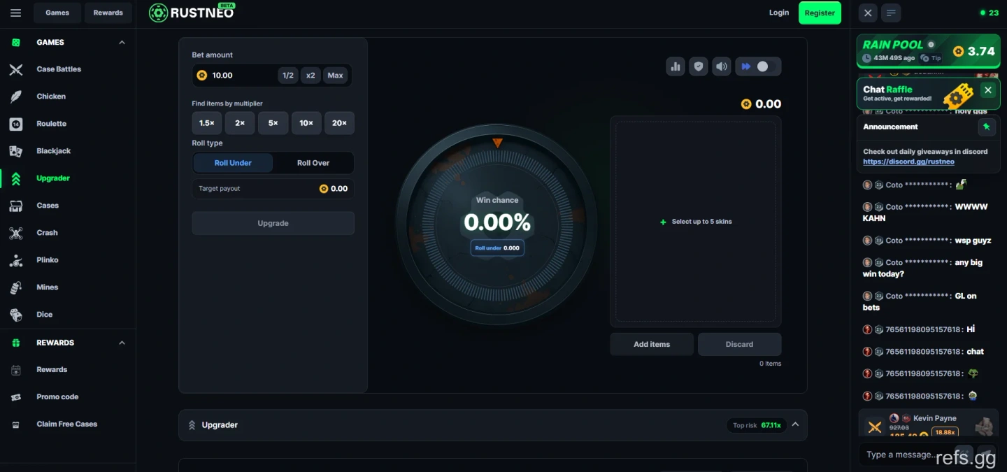 RustNeo Upgrader screen on September 4, 2026