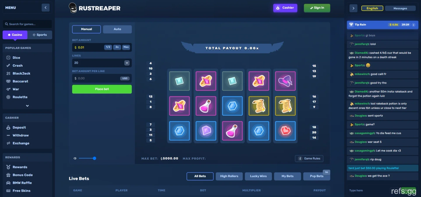 RustReaper On-site Slot screen on September 4, 2026