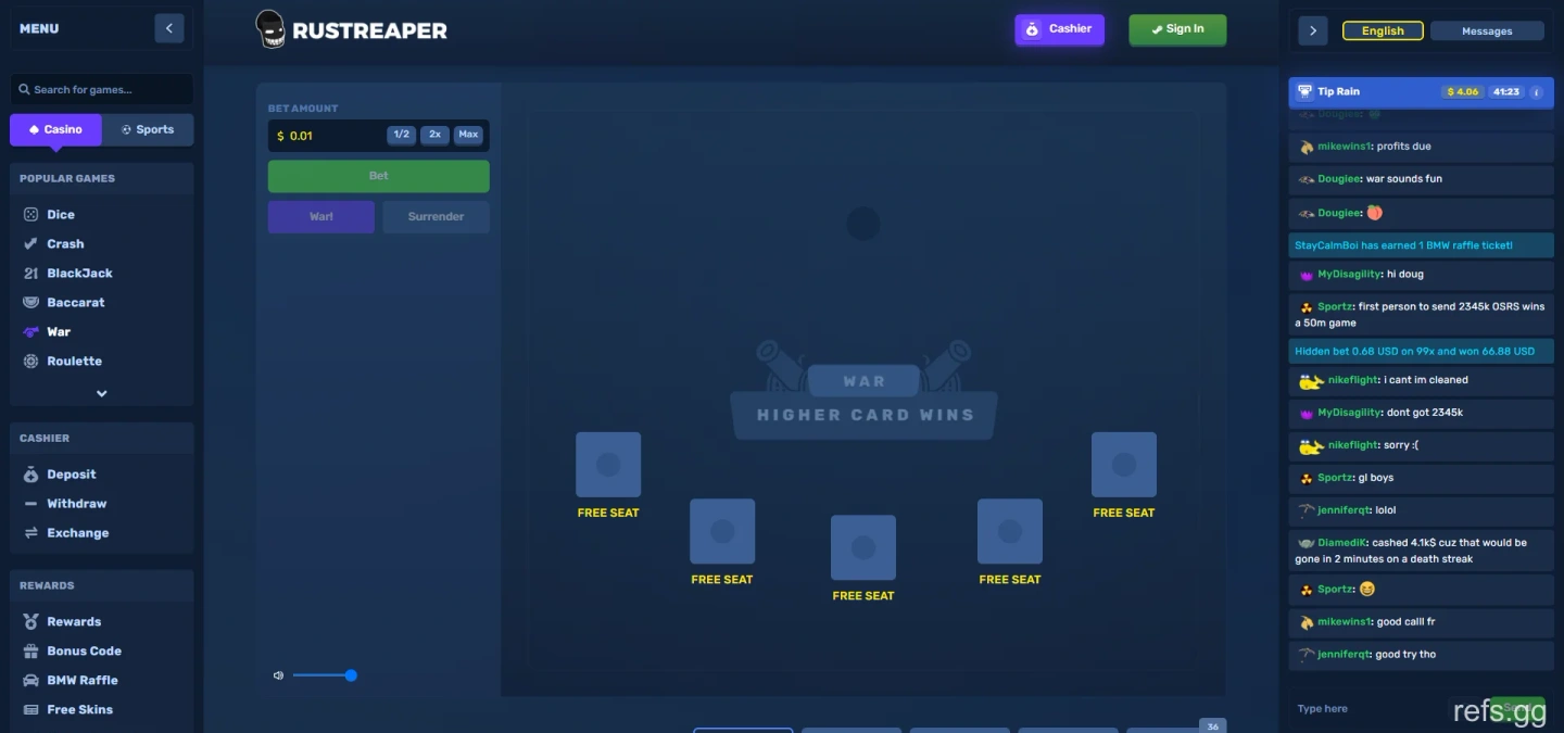 RustReaper War screen on September 4, 2026