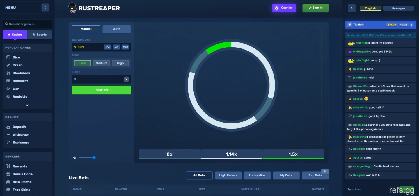 RustReaper Wheel screen on September 4, 2026