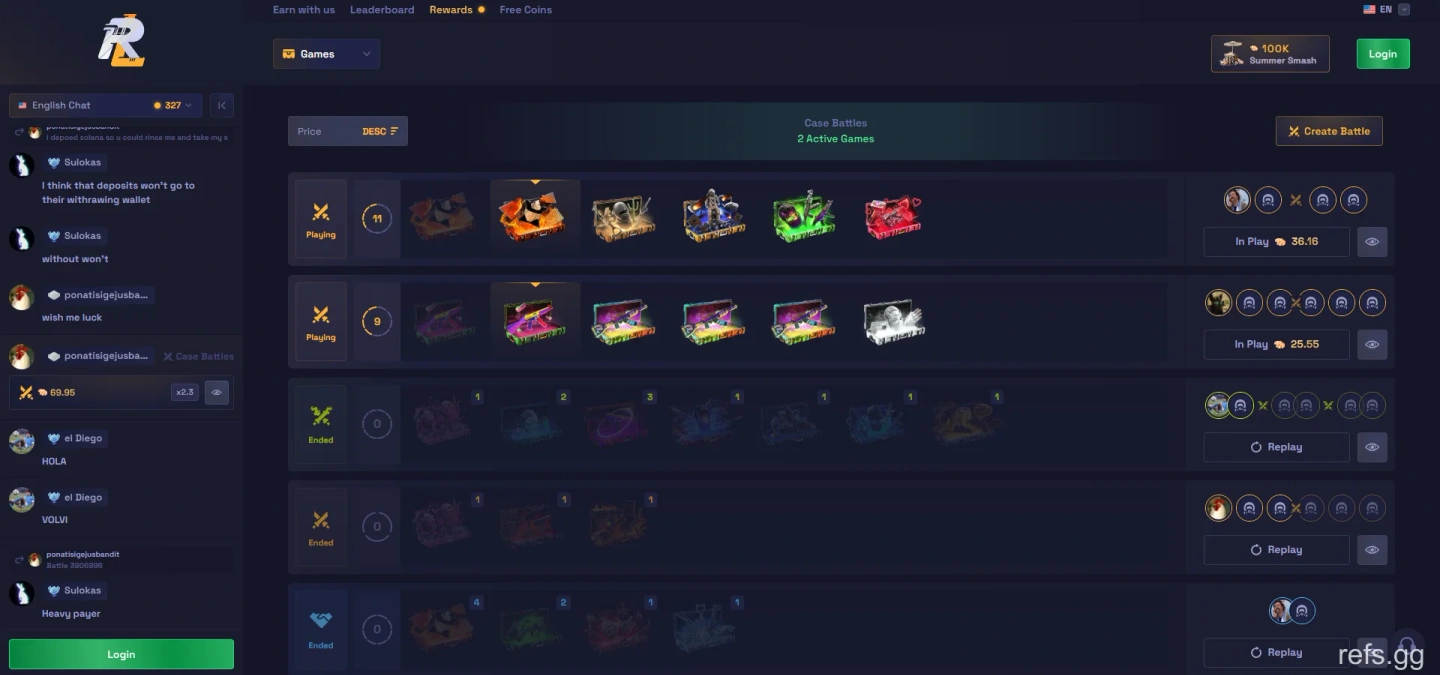 RustyLoot Case Battles screen on September 4, 2026