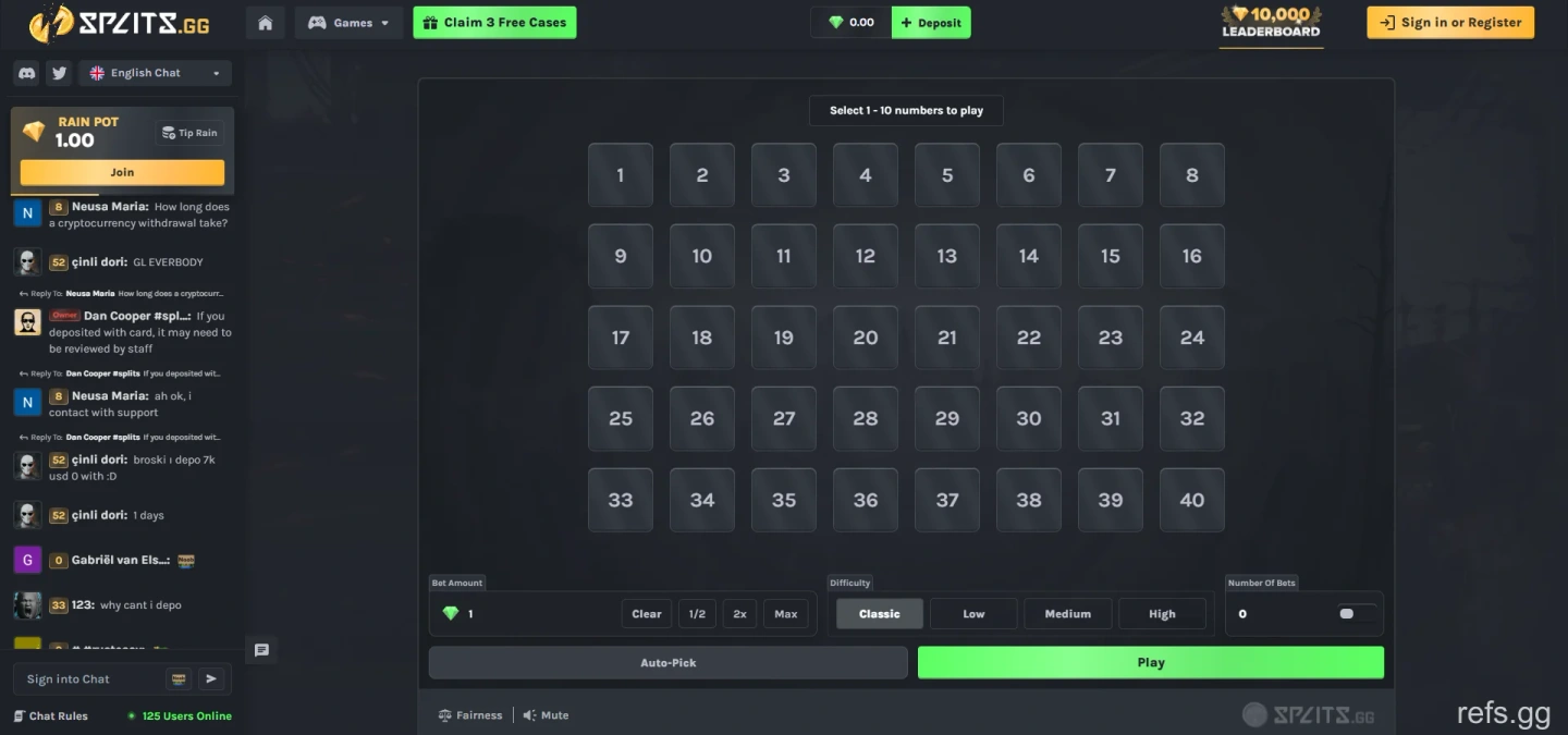 Splits Keno screen on September 4, 2026