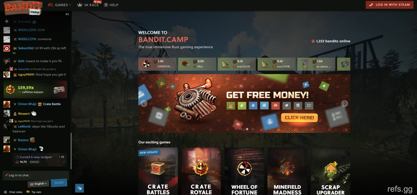 BanditCamp homepage on September 4, 2026.
