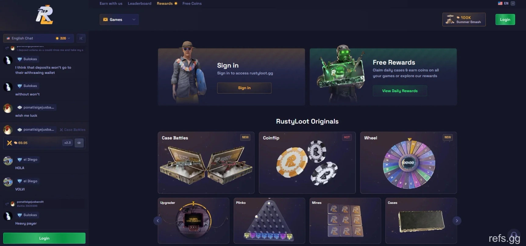 RustyLoot homepage on September 4, 2026.